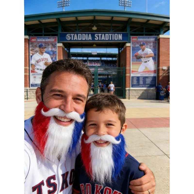 1 Set Red White Blue Three-Color Sports Fan Fake Beard, Game Cheering Beard Decoration, American Tricolor Party Props, Event Support Plush Beard, Suitable for Father'S Day, Independence Day, Game Day, Made of High Simulation Plush Material, Elastic