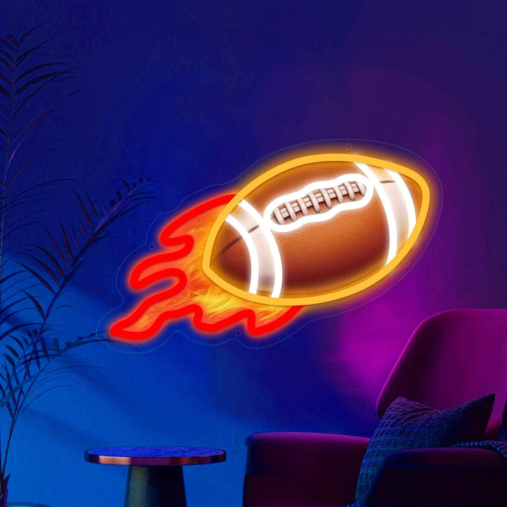 Football LED Neon Decorative Sign - Perfect Wall or Tabletop Decor for Living Rooms, Bedrooms, Bars & Game Rooms - Unique Gift Idea with Dimmable Features