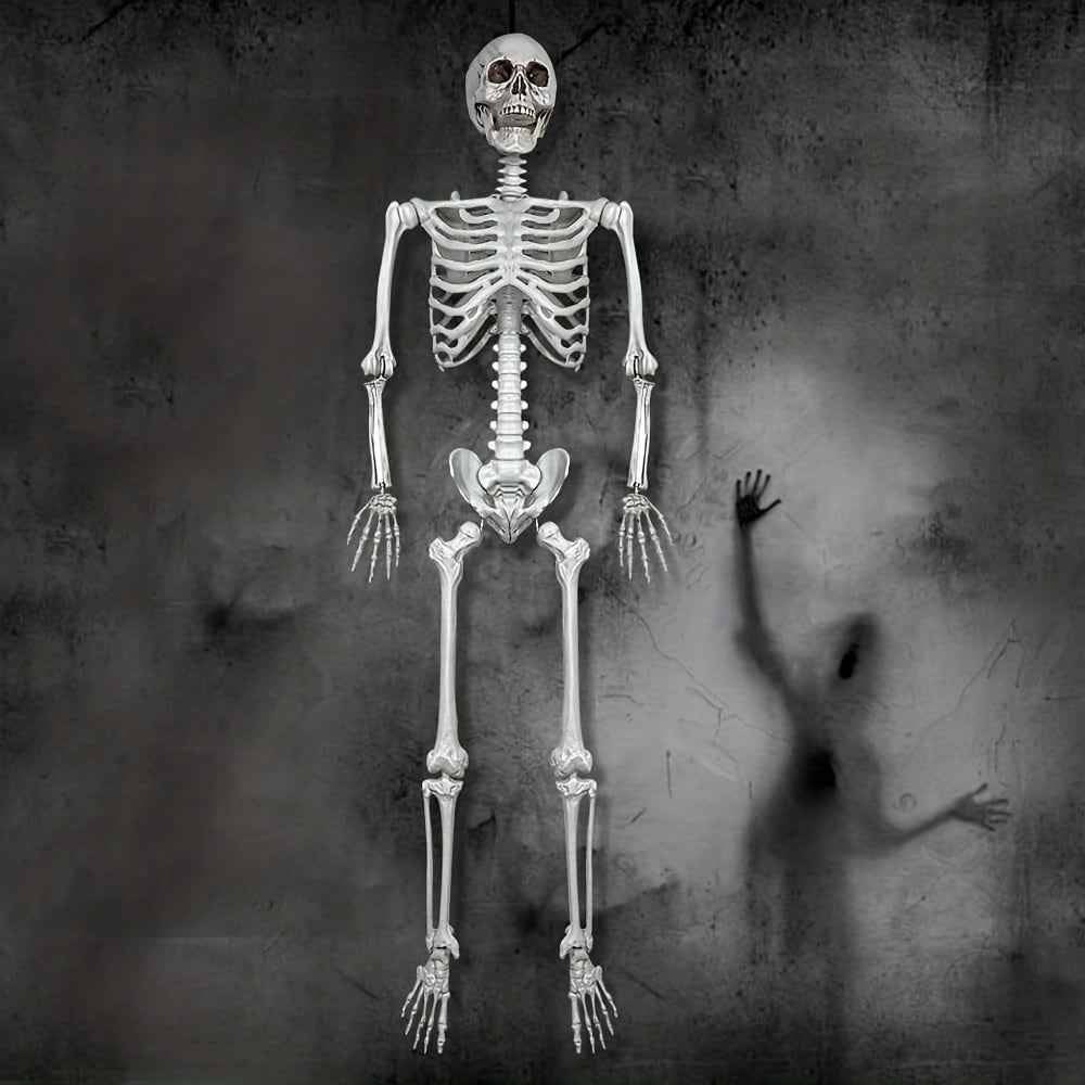 1pc, Oversized Halloween Skull Skeleton, Haunted House ArranSynthetic Gemstoneent Props, Bar Decoration Props, Bone Joints Can Be Activated, Head And Crane Can Be Removed, Halloween Party Decor,Christmas