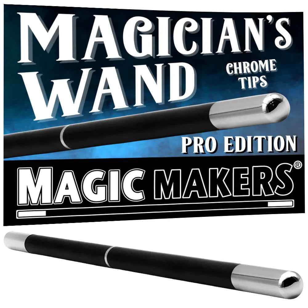 Magicians Wand Black Chrome Tips for Spellbinding Performances - Big Tim's Magic Emporium