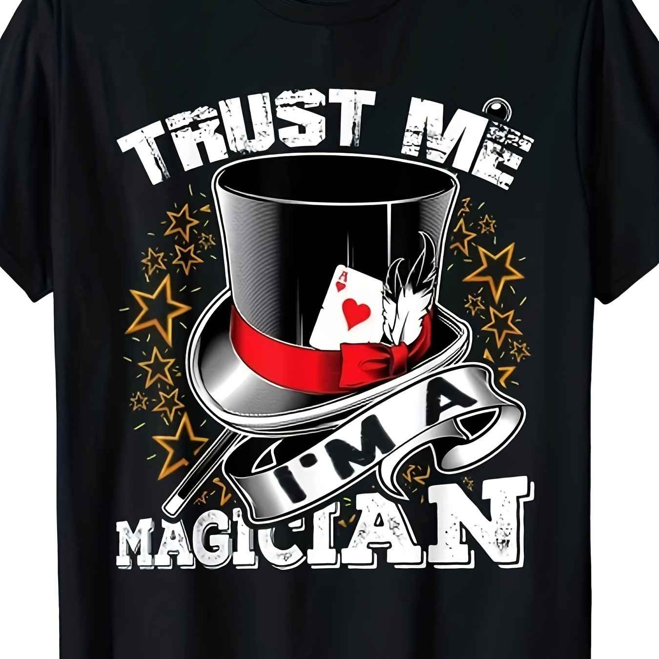 Funny Trust Me I m A Magician Magic Show Performer T Shirt Men S Casual Short Sleeve Comfortable Fit Crew Neck Slight Stretch Fabric Vintage Style All Season Wear Retro Style Sports, Fitness, Leisure, Multifunctional, Breathable, Sweat Absorbing