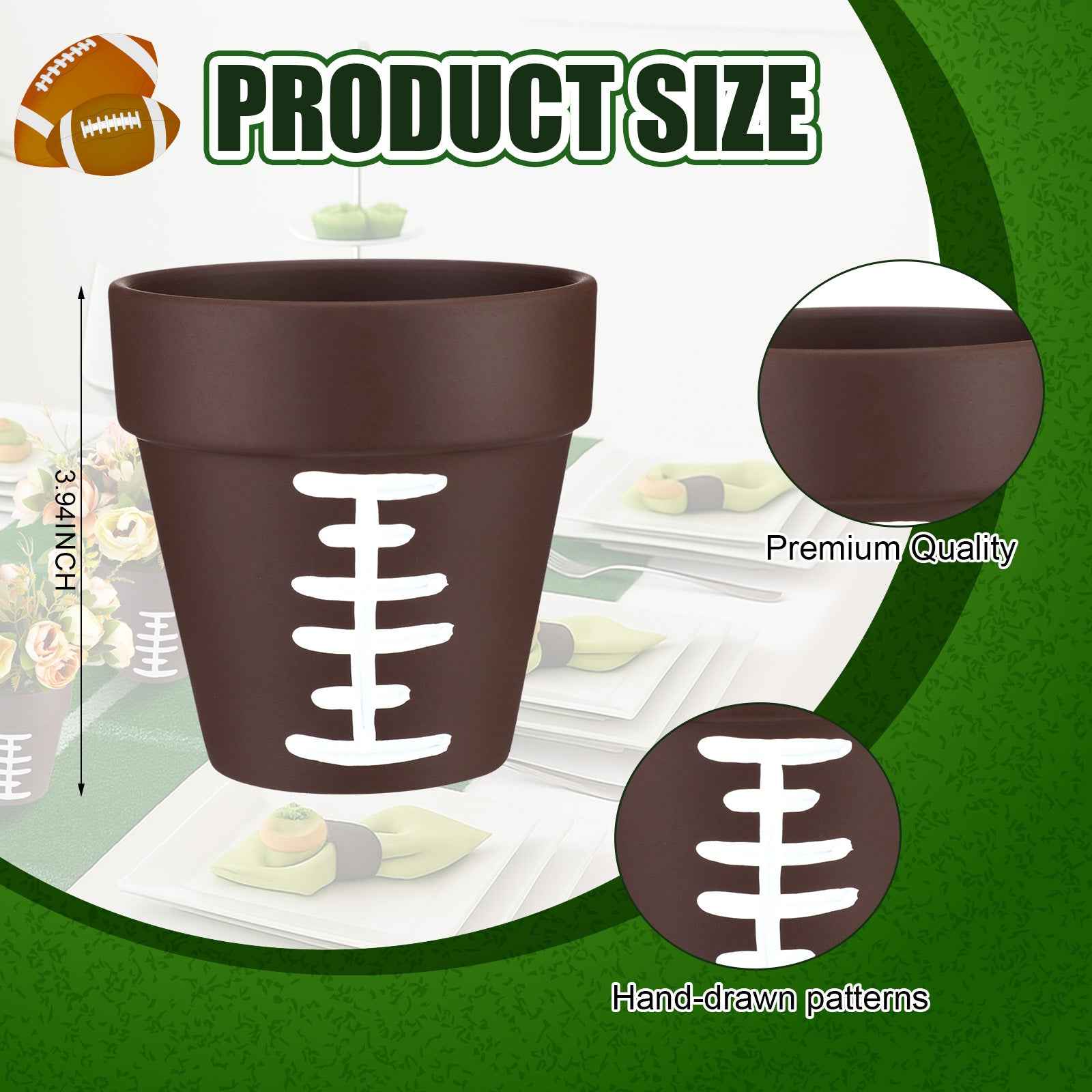 Set of 9 Football-Themed Centerpieces, 4-Inch Vases for Rugby Flowers, Perfect for Sports-Themed Birthday Parties And Home Decorations