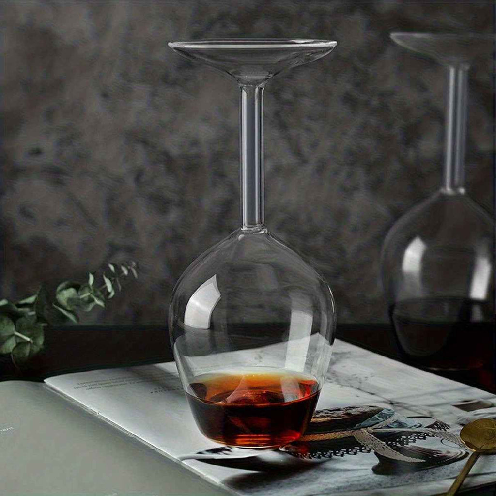 1pc, 13.53oz, Creative Inverted Wine Glass, Unique Shape And Eye-Catching Design. Glass Material, Exquisite Design, Premium Texture. Suitable for Serving Wine, Decanting And Tasting. Home Decor, Artistic Appeal. Transparent Material