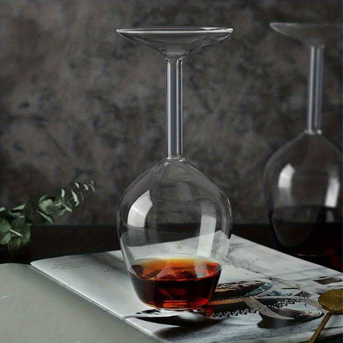 1pc, 13.53oz, Creative Inverted Wine Glass, Unique Shape And Eye-Catching Design. Glass Material, Exquisite Design, Premium Texture. Suitable for Serving Wine, Decanting And Tasting. Home Decor, Artistic Appeal. Transparent Material