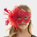 Floral Lace Feather Tulle Masquerade Halloween Mask by Madeline Love