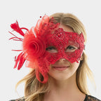 Floral Lace Feather Tulle Masquerade Halloween Mask by Madeline Love