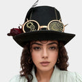 Flower Feather Spikey Goggles Accent Steampunk Halloween Costume Hat by Madeline Love