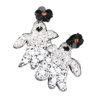 Flower Multi Bead Ghost Earrings Halloween Earrings by Madeline Love