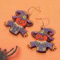 Glittered Resin Scarecrow Halloween Pumpkin Dangle Earrings by Madeline Love