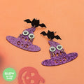 GLOW IN THE DARK Halloween Bat Witch Hat Dangle Earrings by Madeline Love