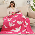 Halloween Bat Patterned Reversible Throw Blanket by Madeline Love