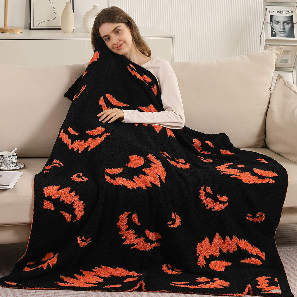 Halloween Bat Patterned Reversible Throw Blanket by Madeline Love