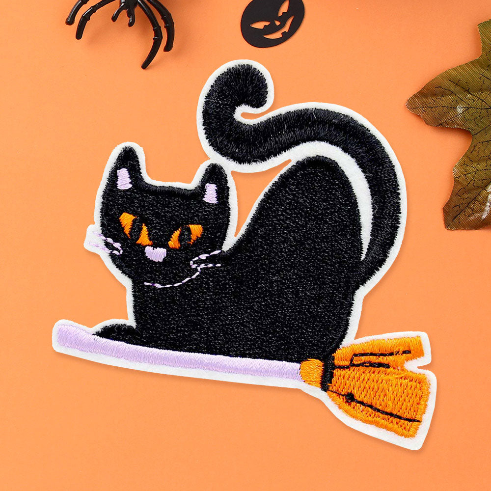Halloween Black Cat Iron On Patch by Madeline Love