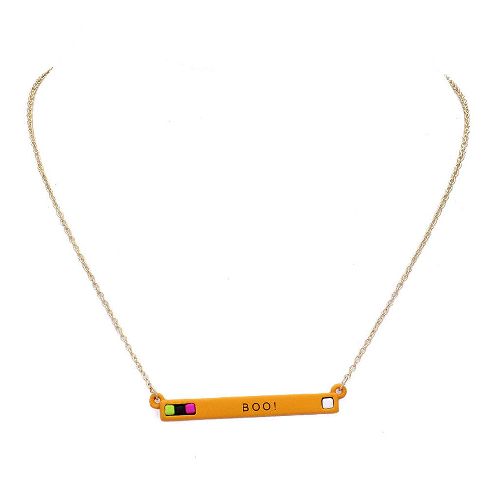 Halloween Boo Bar Cube Resin Pendant Necklace Earring Set by Madeline Love