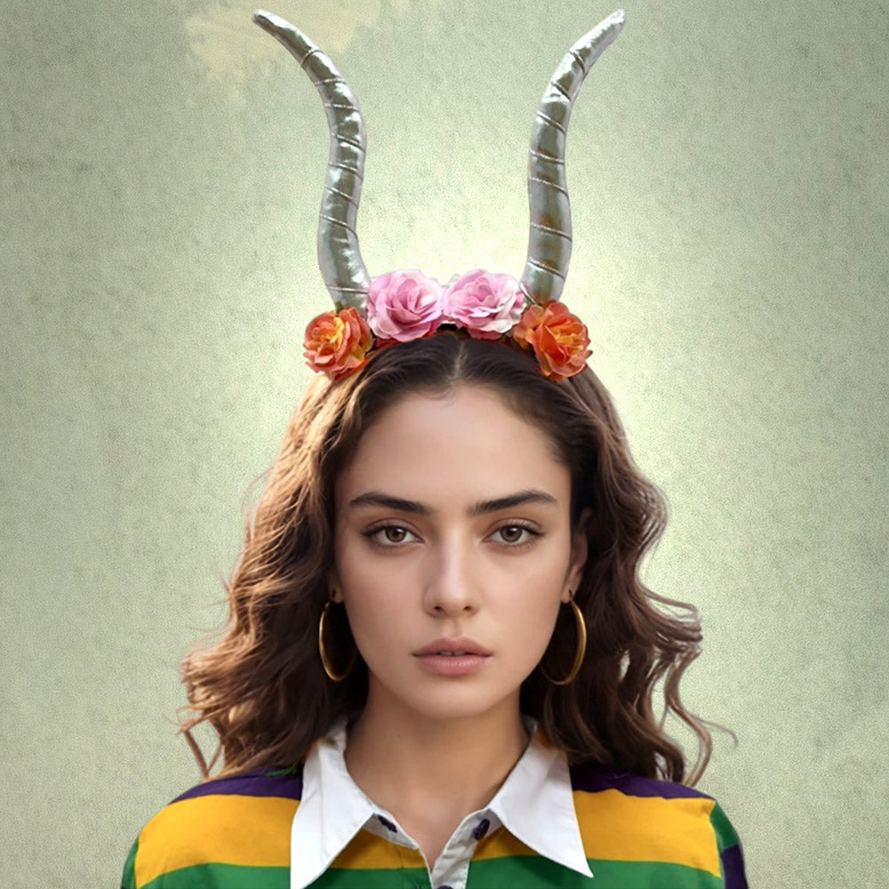 Halloween Floral Horned Crown Headband by Madeline Love