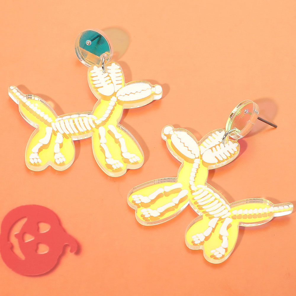 Halloween Skeleton Balloon Dog Dangle Earrings by Madeline Love