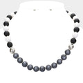 Halloween Spider Web Accented Wood Beaded Necklace by Madeline Love