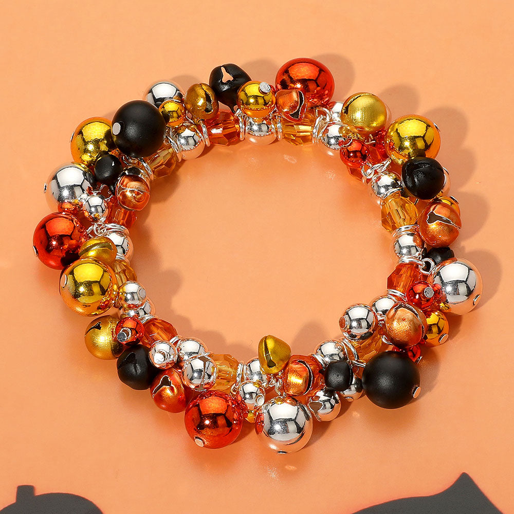 Halloween Themed Color Beaded Stretch Bracelet by Madeline Love