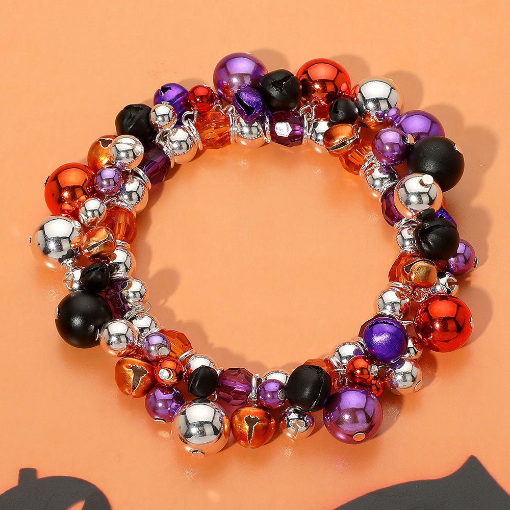 Halloween Themed Color Beaded Stretch Bracelet by Madeline Love