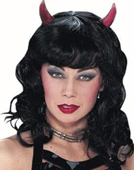 Adult Black Horned Light-Up Devil Wig by Masquerade