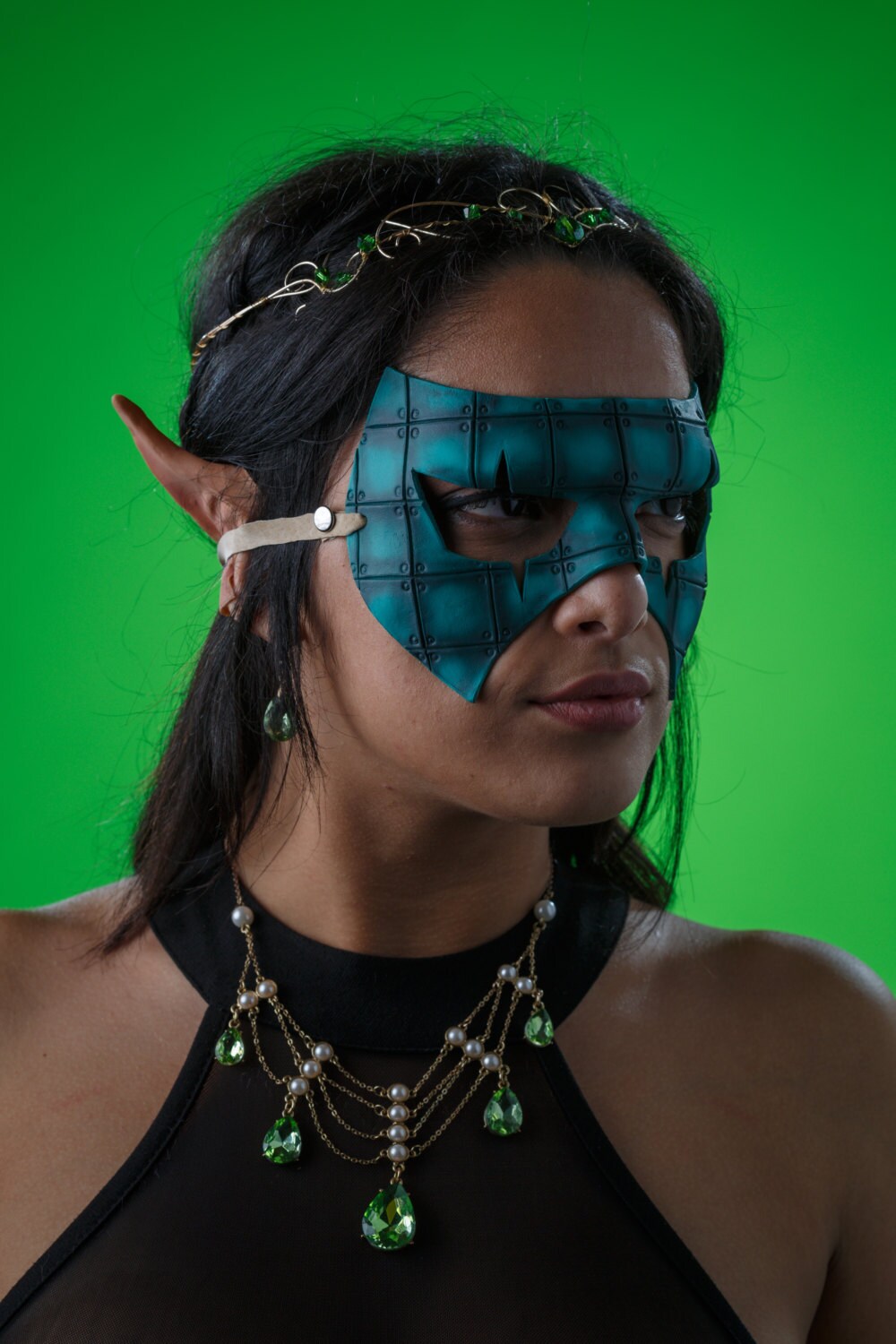 Handmade Genuine Leather Mask in Blue by Rockwell Masks