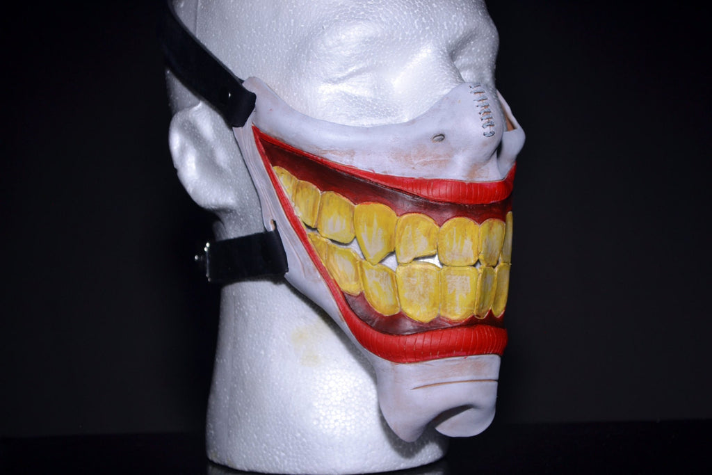 Smiling Handmade Genuine Leather Riding Mask by Rockwell Masks