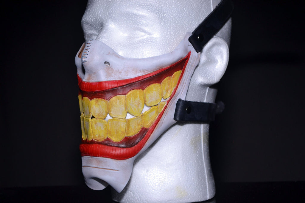 Smiling Handmade Genuine Leather Riding Mask by Rockwell Masks