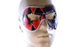 Two Face Harlequin Handmade Genuine Leather Mask in Red by Rockwell Masks