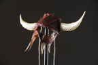 Handmade Genuine Leather Mask with Horns in Natural Colors - The Horned Beast by Rockwell Masks