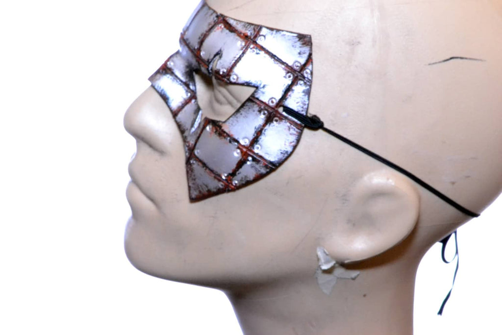 Handmade Genuine Leather Mask in Rusted Steel Pattern by Rockwell Masks