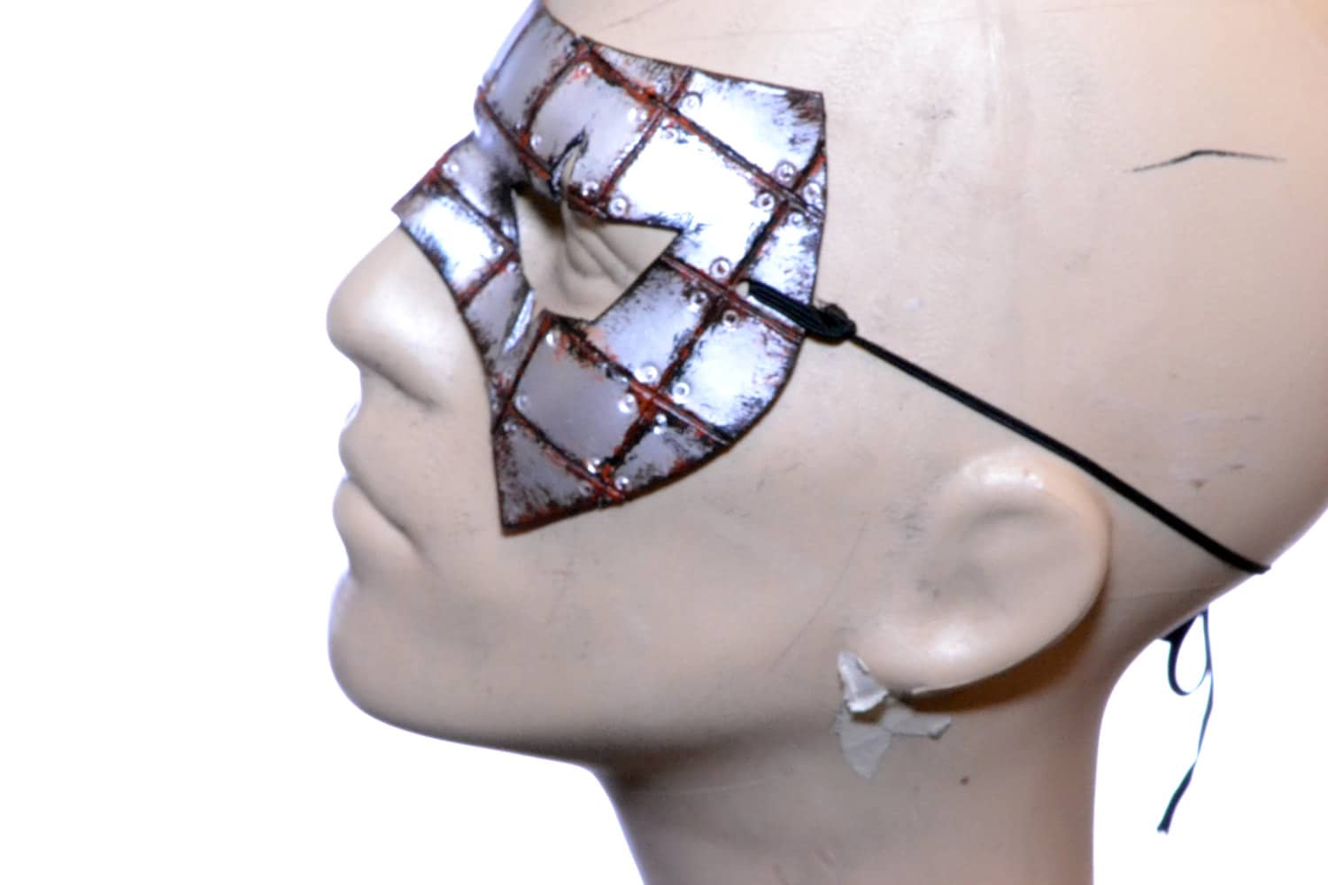 Handmade Genuine Leather Mask in Rusted Steel Pattern by Rockwell Masks
