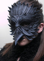 Black Raven Handmade Genuine Leather Mask by Rockwell Masks