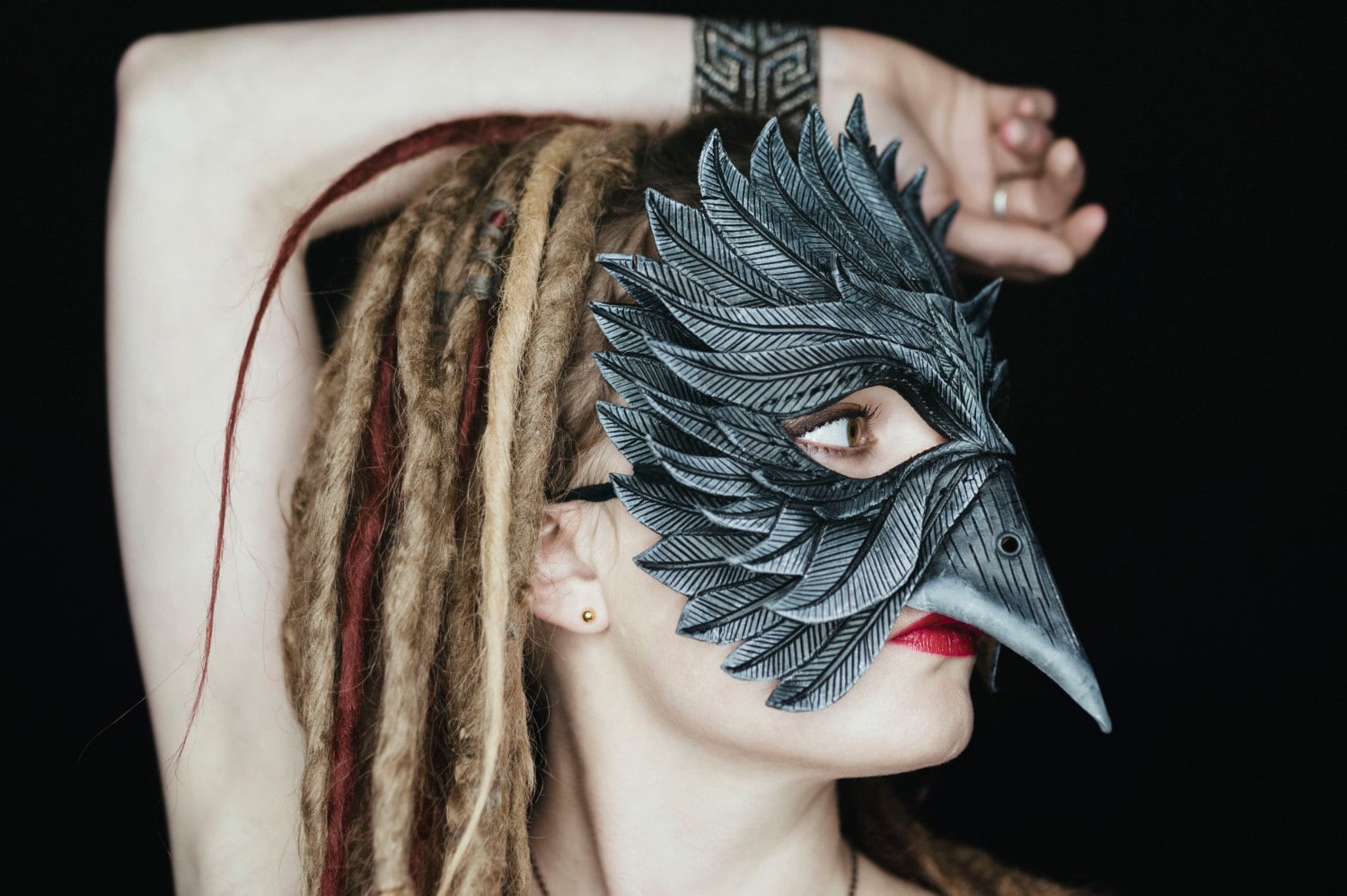 Black Raven Handmade Genuine Leather Mask by Rockwell Masks