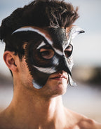 In Stock - Horned Owl Handmade Genuine Leather Mask by Rockwell Masks