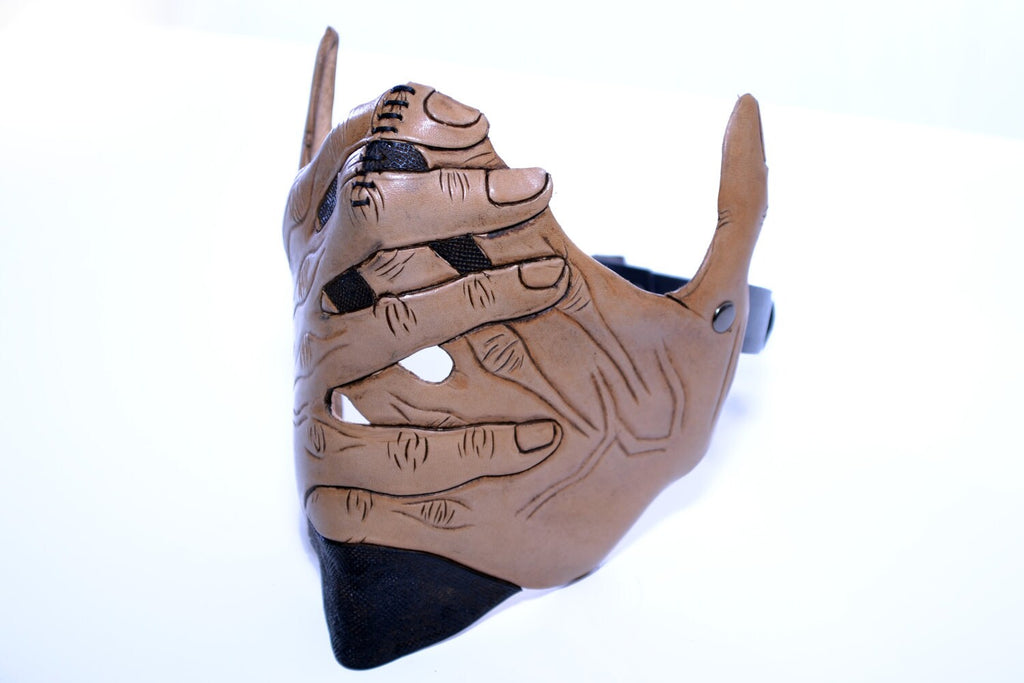 Speak No Evil - Men's Hands - One Size Fits All Handmade Genuine Leather Riding Mask by Rockwell Masks