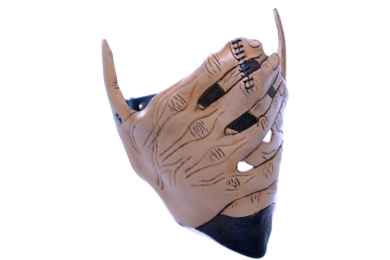 Speak No Evil - Men's Hands - One Size Fits All Handmade Genuine Leather Riding Mask by Rockwell Masks