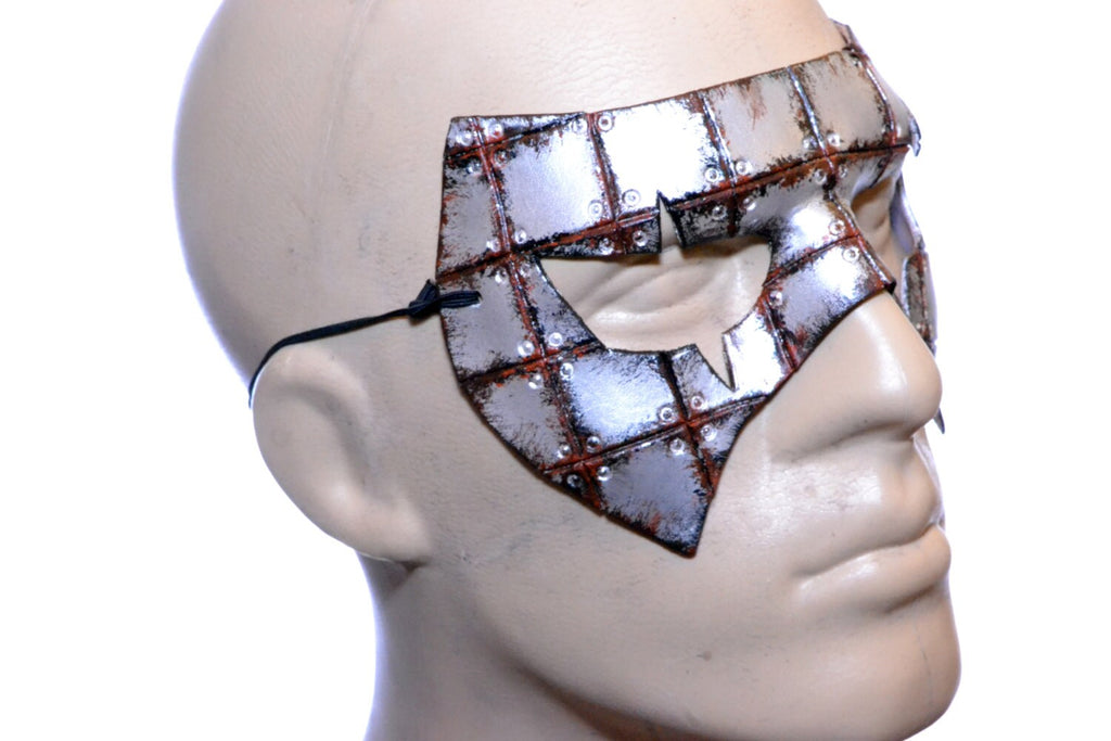 Handmade Genuine Leather Mask in Rusted Steel Pattern by Rockwell Masks