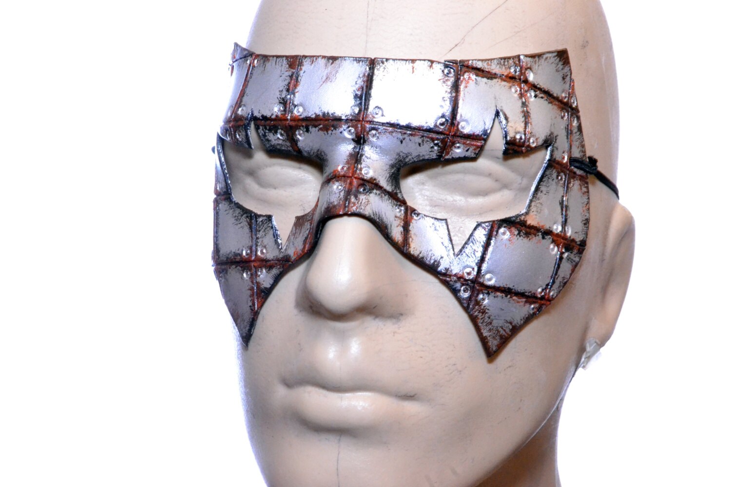 Handmade Genuine Leather Mask in Rusted Steel Pattern by Rockwell Masks