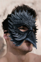 Black Raven Handmade Genuine Leather Mask by Rockwell Masks