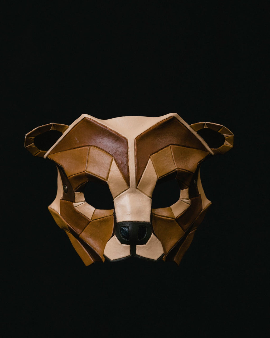 Geometric Grizzly Bear Leather Mask by Rockwell Masks