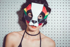 Geometric Rainbow Panda Bear Leather Mask by Rockwell Masks
