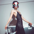 Geometric Rainbow Panda Bear Leather Mask by Rockwell Masks