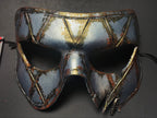 Harlequin Handmade Genuine Leather Mask in Silver Rust by Rockwell Masks