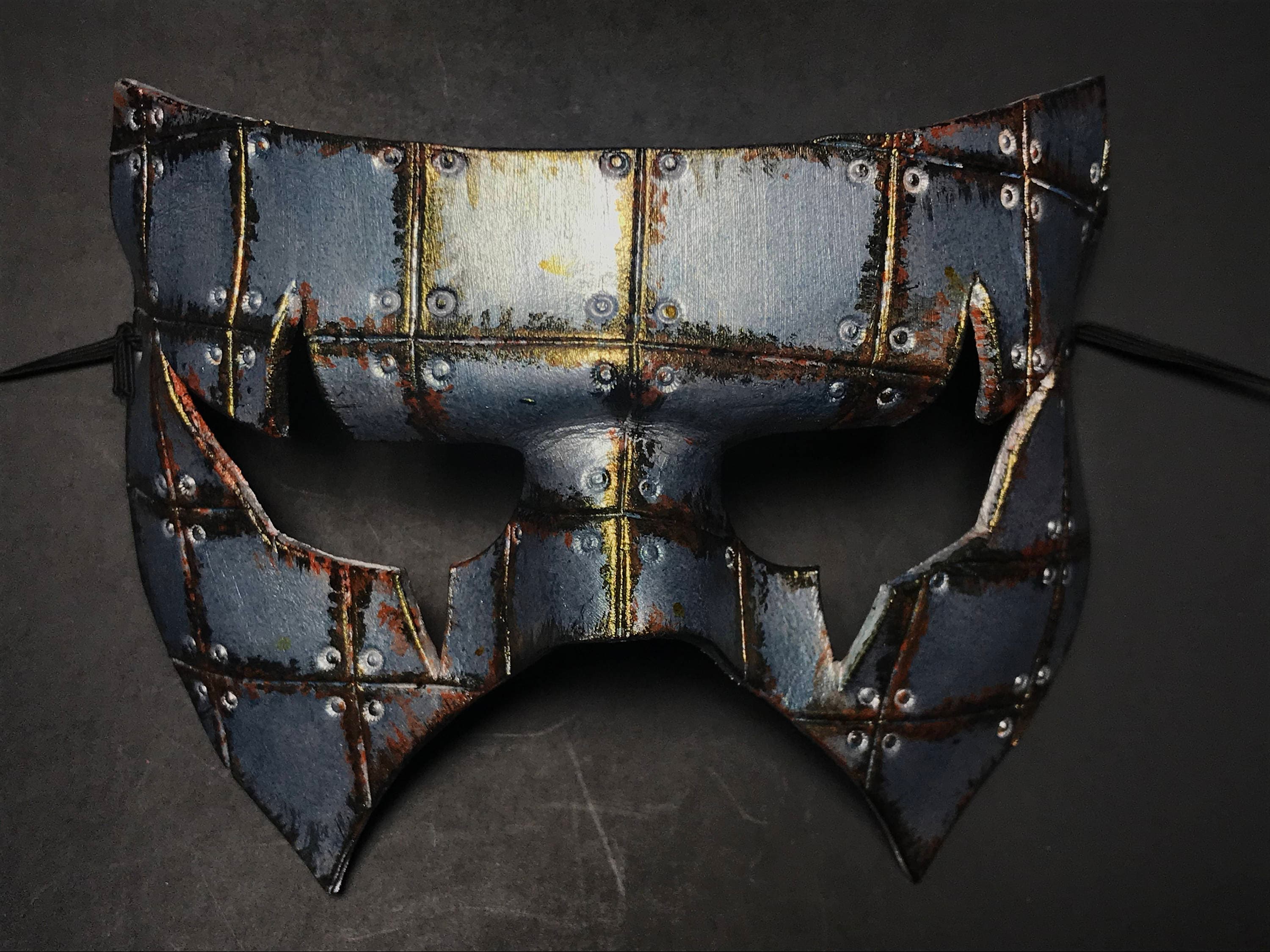 Handmade Genuine Leather Mask in Silver Rust by Rockwell Masks