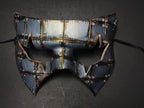 Handmade Genuine Leather Mask in Silver Rust by Rockwell Masks