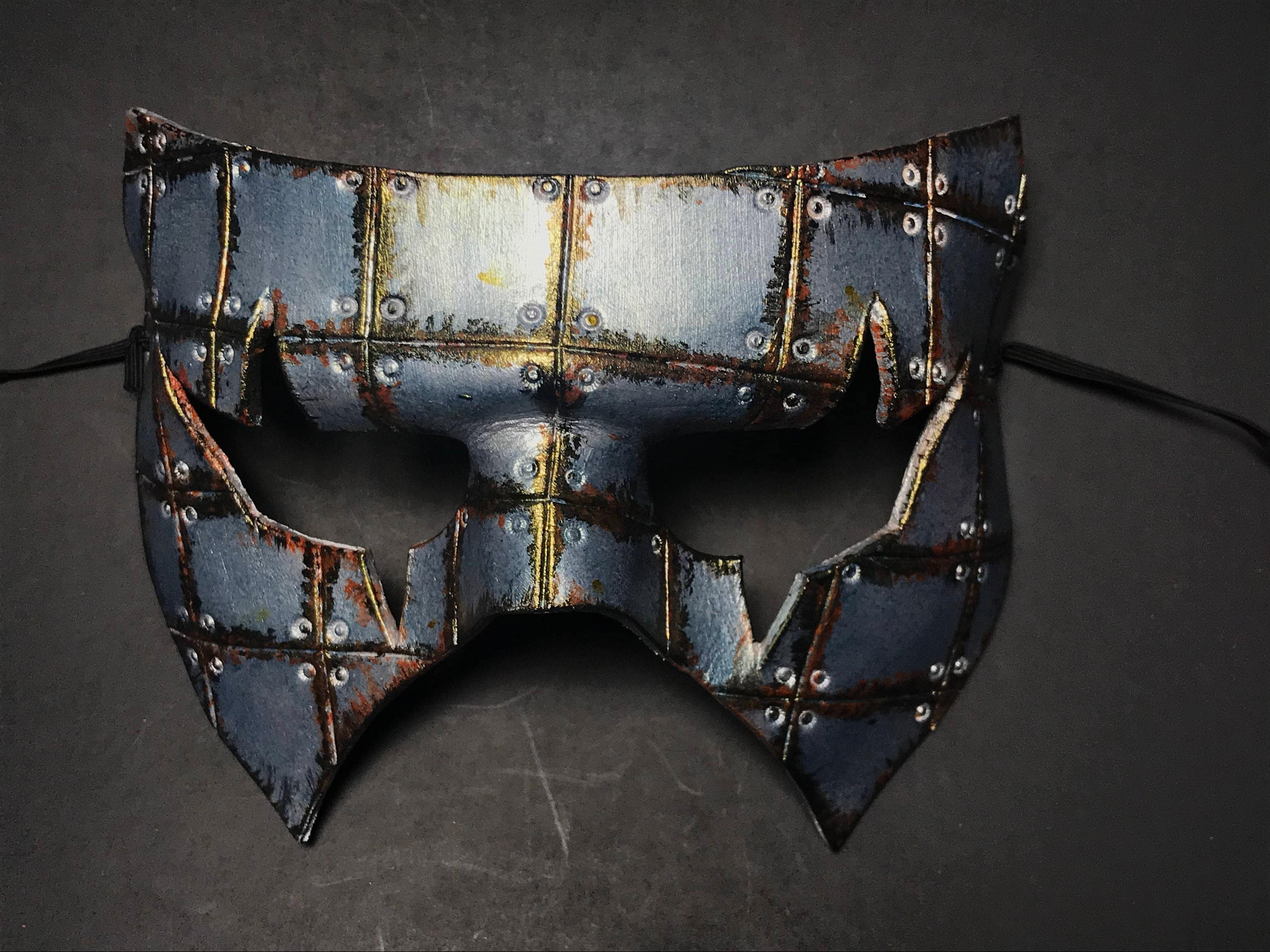 Handmade Genuine Leather Mask in Silver Rust by Rockwell Masks