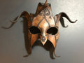 The Joker's Card- Joker Jester Handmade Genuine Leather Mask in Dyed Leather by Rockwell Masks