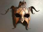 The Joker's Card- Joker Jester Handmade Genuine Leather Mask in Dyed Leather by Rockwell Masks