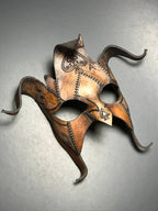 The Joker's Card- Joker Jester Handmade Genuine Leather Mask in Dyed Leather by Rockwell Masks