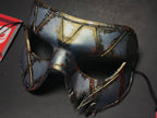 Harlequin Handmade Genuine Leather Mask in Silver Rust by Rockwell Masks